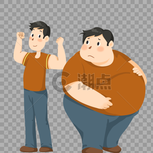 身材肥胖对比的男人图片素材免费下载