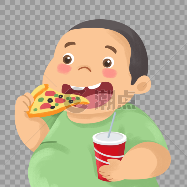 吃披萨的小胖子图片素材免费下载