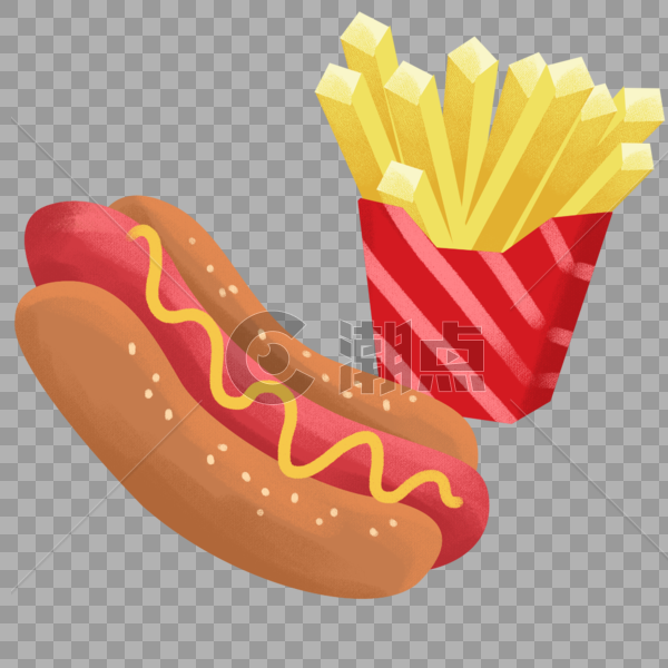 高热量食物热狗和薯条图片素材免费下载