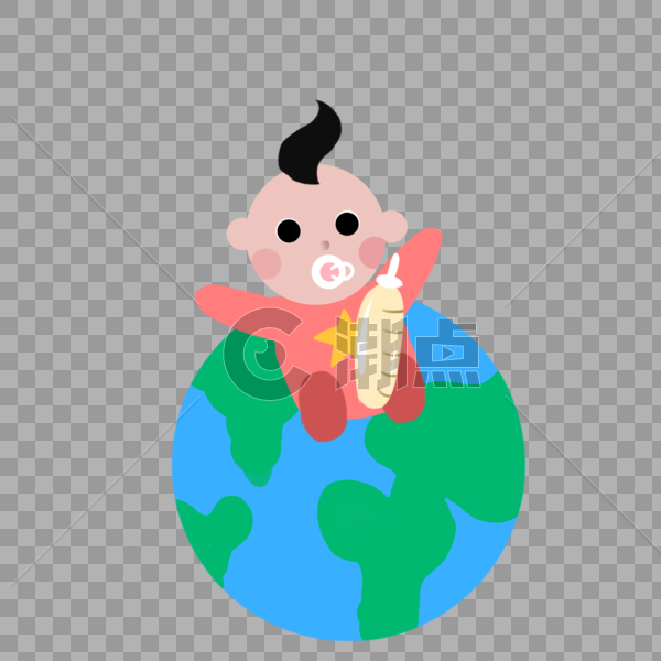 婴儿坐在地球图片素材免费下载