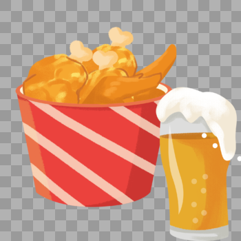 高热量食物炸鸡和啤酒图片素材免费下载