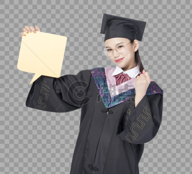 拿着文字框的毕业女学生图片素材免费下载