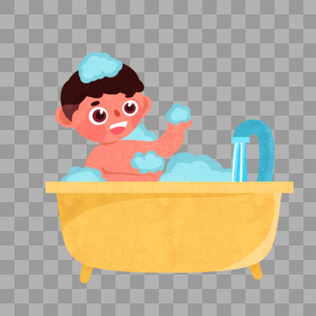 洗澡男孩图片素材免费下载