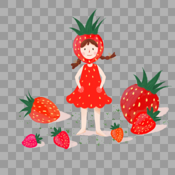 夏日草莓女孩图片素材免费下载