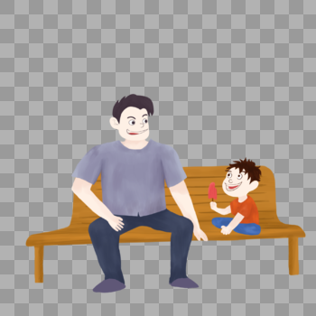 父亲节父亲和孩子坐在凳子上玩图片素材免费下载