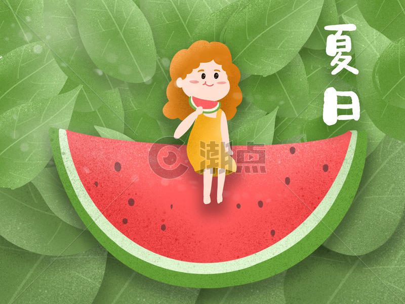 夏天吃西瓜的女孩图片素材免费下载