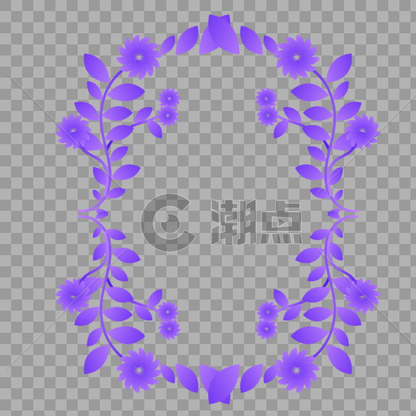 原创紫色风植物元素装饰边框图片素材免费下载