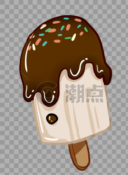 手绘创意巧克力味雪糕冰淇淋可爱卡通食物零食冰棍夏天图片素材免费下载