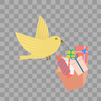 可爱小鸟衔着礼物图片素材免费下载