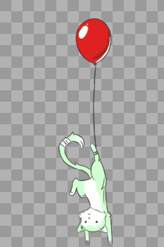 腿上绑着气球往下掉的猫咪图片素材免费下载