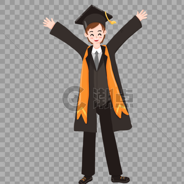 开心举手欢呼毕业的男孩图片素材免费下载