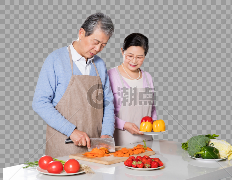 老年夫妻做饭图片素材免费下载