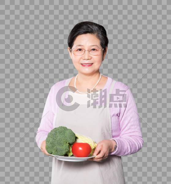 奶奶端蔬菜图片素材免费下载