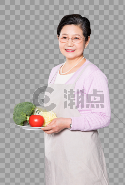 奶奶端蔬菜图片素材免费下载