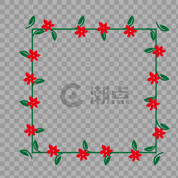 红花绿叶植物漂浮png免抠矢量底纹边框分隔符号图片素材免费下载
