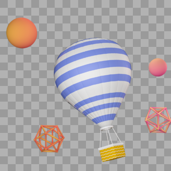 立体热气球漂浮插图图片素材免费下载