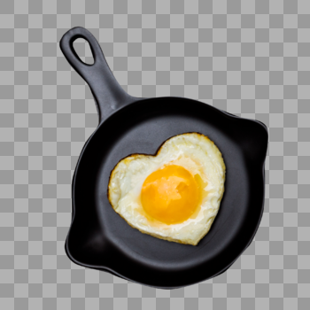 平底锅中的心形煎蛋图片素材免费下载