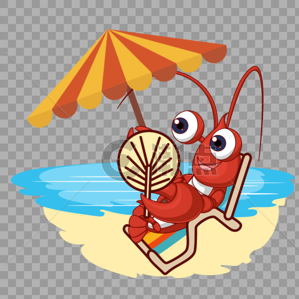 沙滩度假龙虾图片素材免费下载
