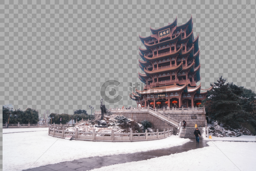 冬天雪中的武汉黄鹤楼图片素材免费下载