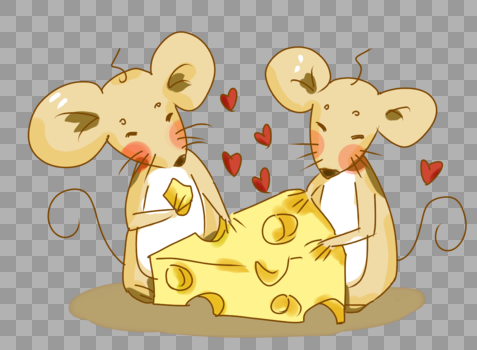 老鼠偷吃奶酪PNG图片素材免费下载