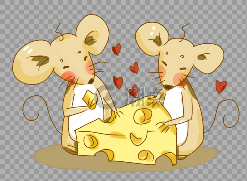 老鼠偷吃奶酪PNG图片素材免费下载