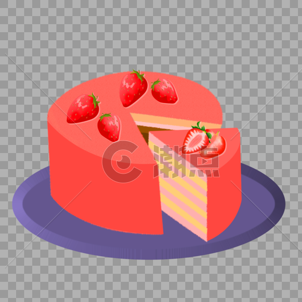 手绘草莓蛋糕图片素材免费下载