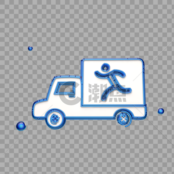 蓝色立体货车图标图片素材免费下载