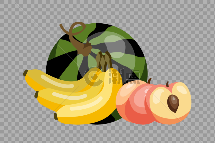 香蕉桃子和西瓜图片素材免费下载