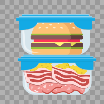 保鲜盒中的汉堡和肉类图片素材免费下载