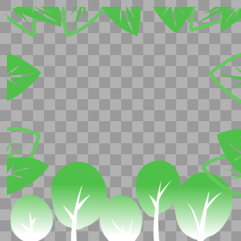 夏天小树树叶绿色渐变手绘装饰背景边框图片素材免费下载