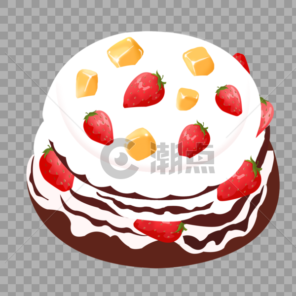 手绘草莓蛋糕巧克力蛋糕图片素材免费下载