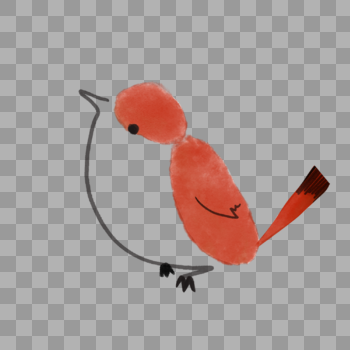 水彩红色小鸟图片素材免费下载