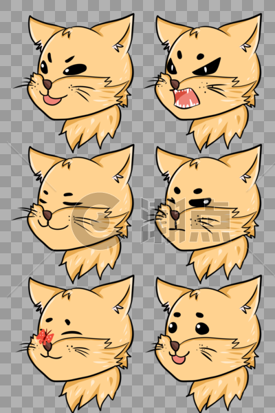 卡通黄色小猫表情包插图图片素材免费下载
