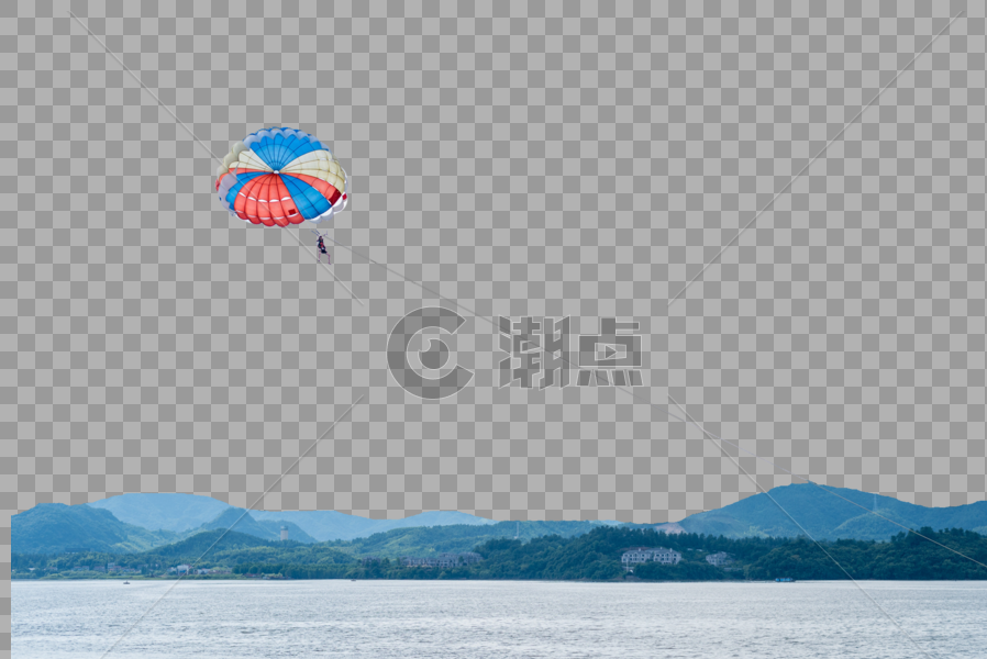 临安青山湖水上降落伞图片素材免费下载