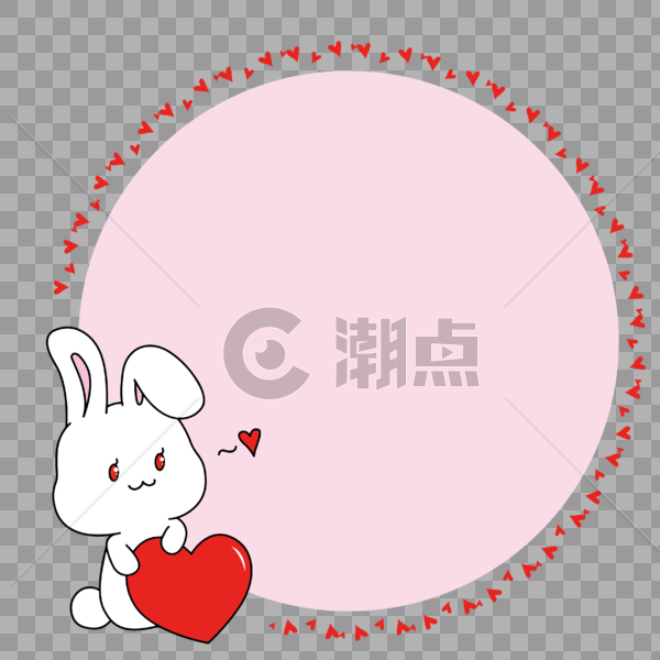 可爱小兔兔红色爱心爱情边框图片素材免费下载