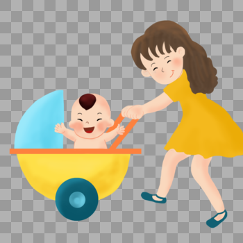 推着婴儿车的妈妈图片素材免费下载