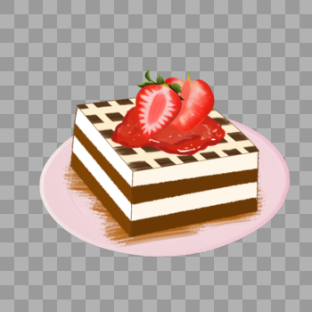 草莓蛋糕可可粉蛋糕甜点下午茶图片素材免费下载