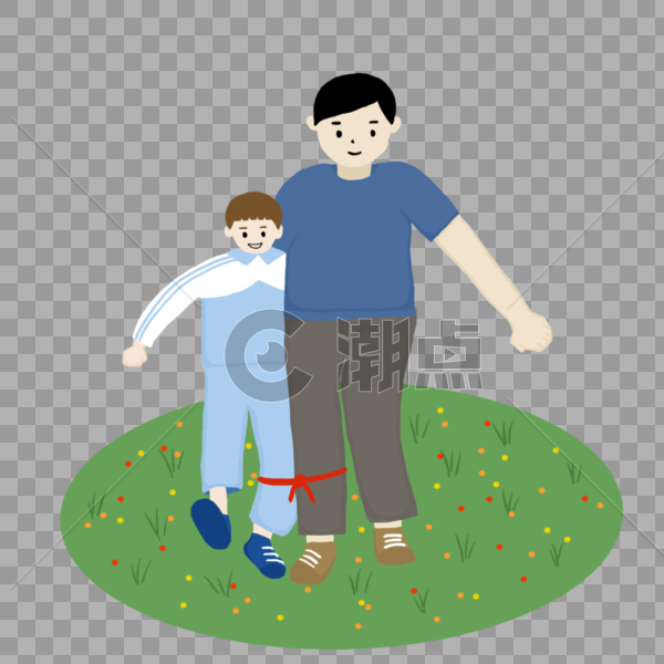 父亲和儿子玩两人三足游戏图片素材免费下载