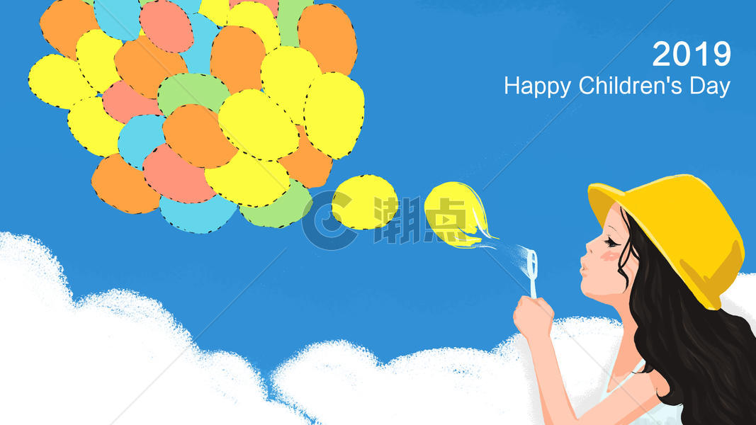 女孩与气球图片素材免费下载