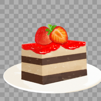 手绘甜品草莓蛋糕图片素材免费下载