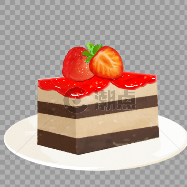 手绘甜品草莓蛋糕图片素材免费下载