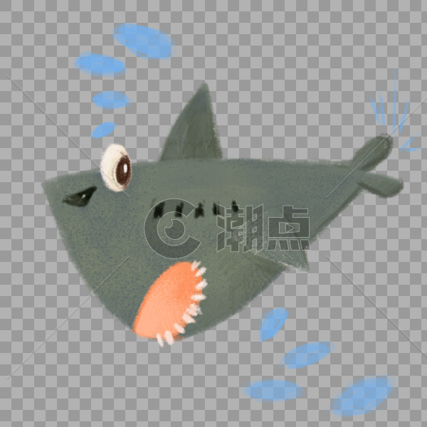 大鲨鱼ins网红风格手绘儿童插画动物可爱图片素材免费下载