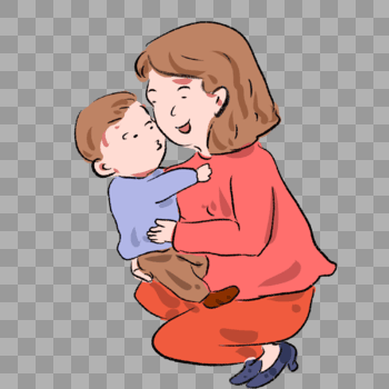 母亲节儿子亲吻母亲漫画图片素材免费下载