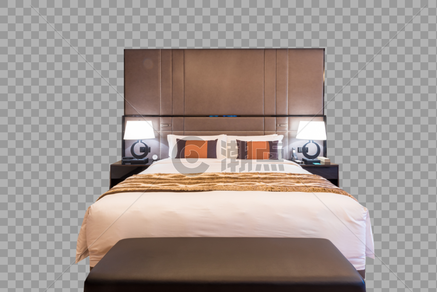 上海奢华酒店双人床图片素材免费下载