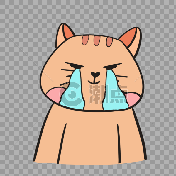 卡通粉色小猫流泪插图图片素材免费下载