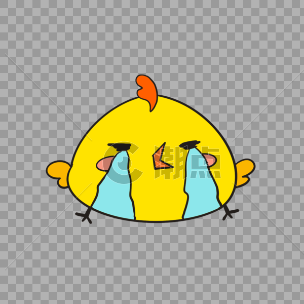 卡通黄色小鸡伤心表情图片素材免费下载