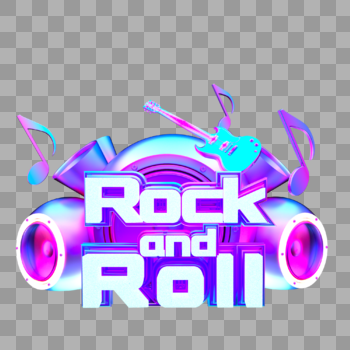 rockandroll霓虹立体字图片素材免费下载
