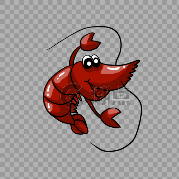 卡通红色龙虾插图图片素材免费下载