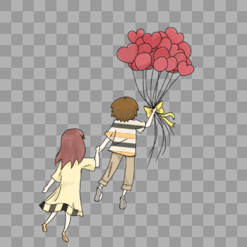 情侣和气球图片素材免费下载