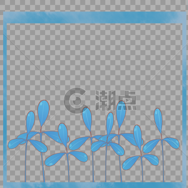 创意简约美观蓝色植物边框图片素材免费下载